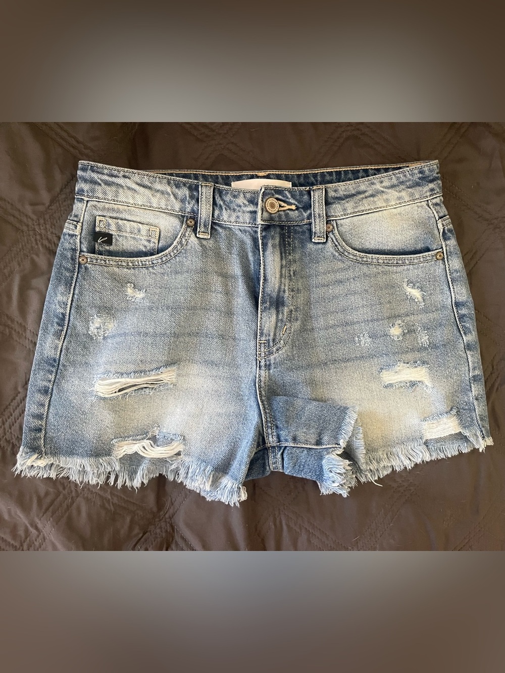 KanCan Light Blue Distressed Denim Jean Shorts